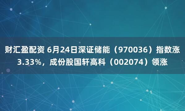 财汇盈配资 6月24日深证储能（970036）指数涨3.33%，成份股国轩高科（002074）领涨