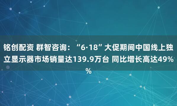铭创配资 群智咨询：“6·18”大促期间中国线上独立显示器市场销量达139.9万台 同比增长高达49%